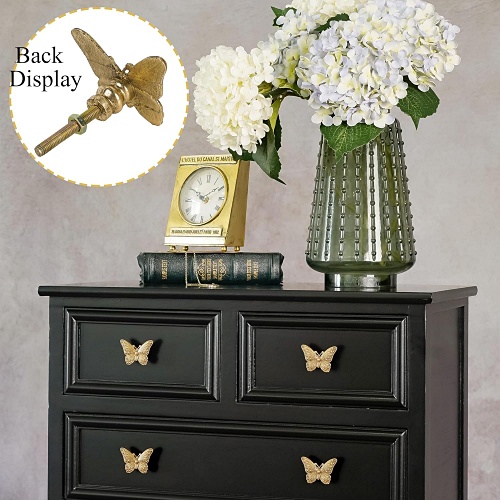 Gold butterfly drawer knobs