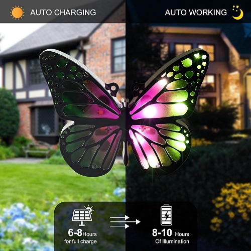 Solar powered butterfly ground lights