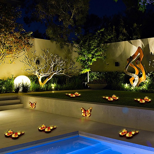 Solar powered butterfly ground lights
