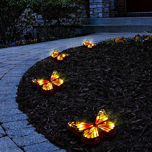Solar powered butterfly ground lights