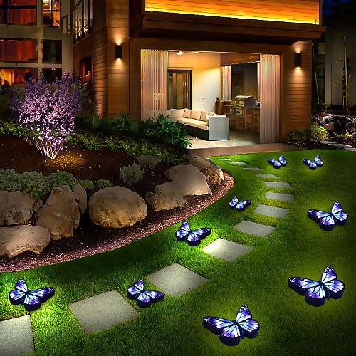 Solar powered butterfly ground lights