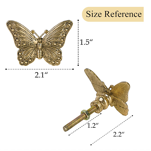 Gold butterfly drawer knobs