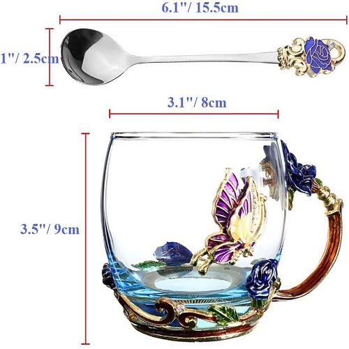 Blue butterfly tea cup