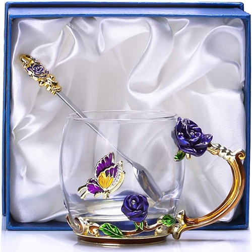 Blue butterfly tea cup