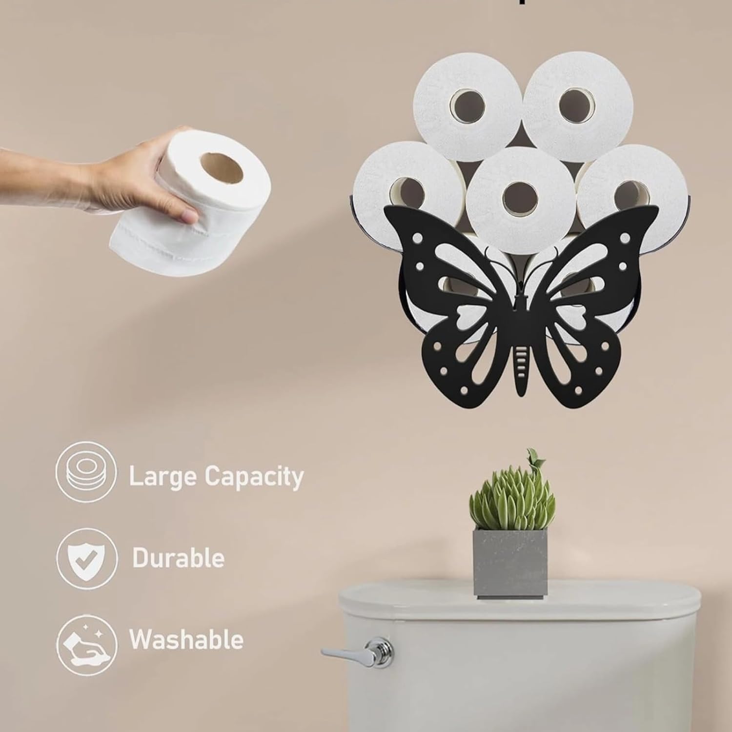Butterfly toilet paper roll holder