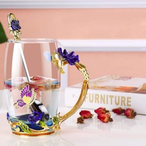 Glass butterfly tea cup with spoon...
