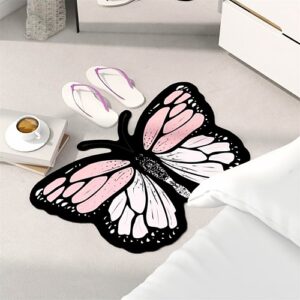 Pink butterfly shaped rug super cu...