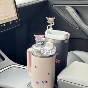 Butterfly straw topper glitter sil...