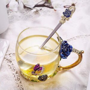 Blue butterfly tea cup with spoon ...