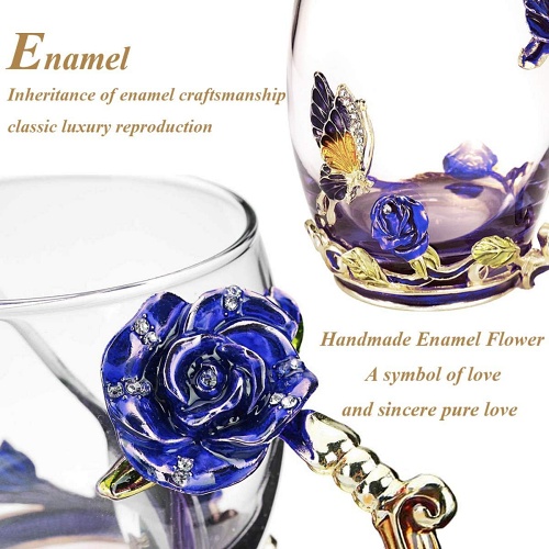 Glass butterfly tea cup with spoon set