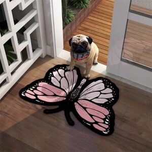 Pink butterfly shaped rug super cu...