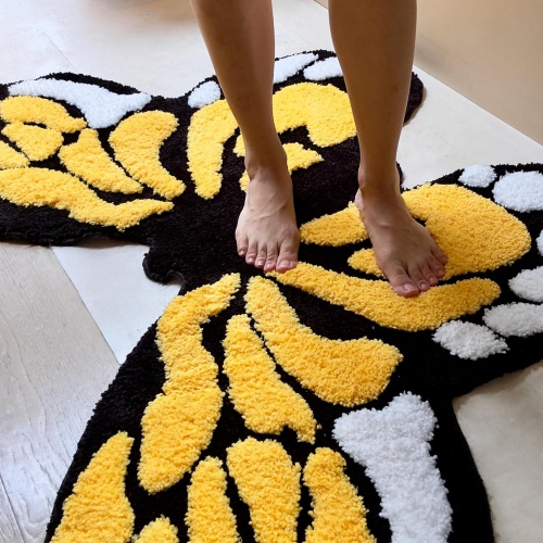 Butterfly shaped area rugs in gorgeous yellow