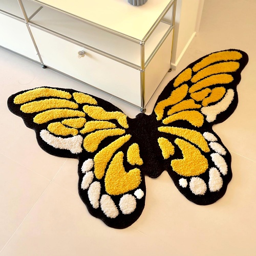 Butterfly shaped area rugs in gorgeous yellow