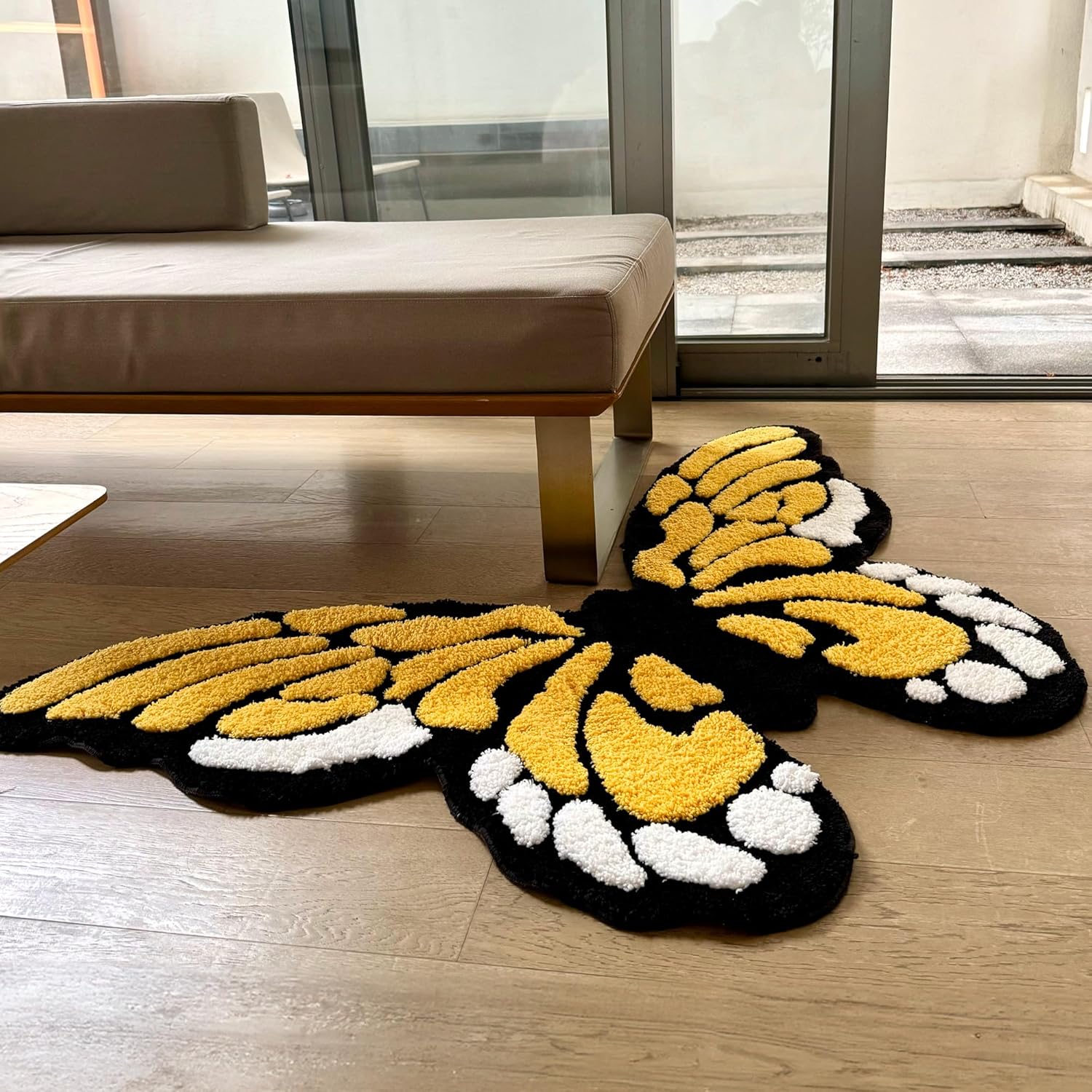 Butterfly shaped area rugs in gorgeous yellow