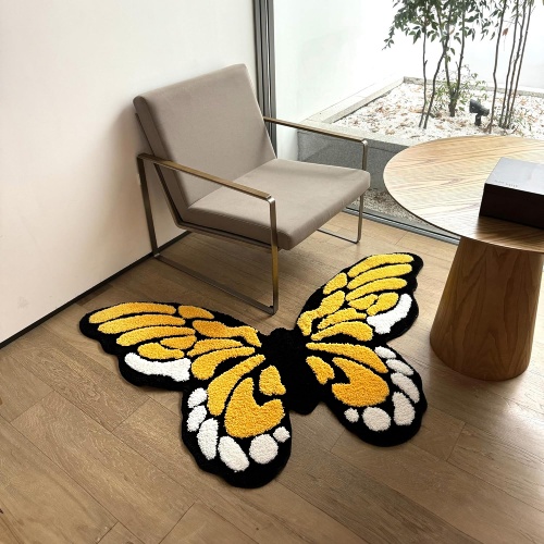 Butterfly shaped area rugs in gorgeous yellow