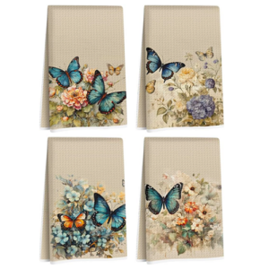 Butterfly towels 4 pcs vintage wat...