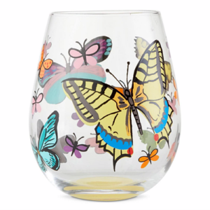 Hand painted butterfly wine glass ...