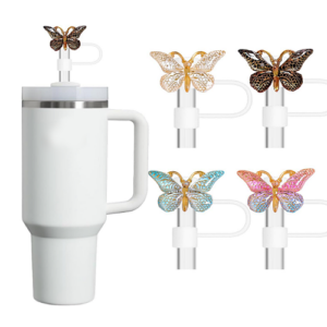 Butterfly straw topper glitter sil...