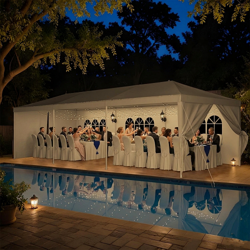 Backyard wedding tent