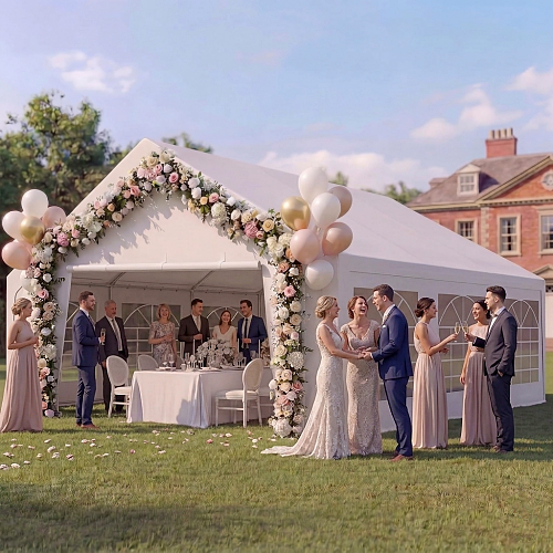 Large white wedding tent