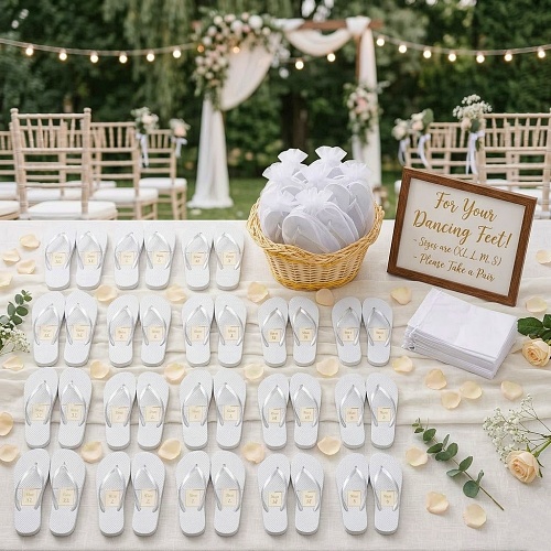 Bulk wedding flip flops white