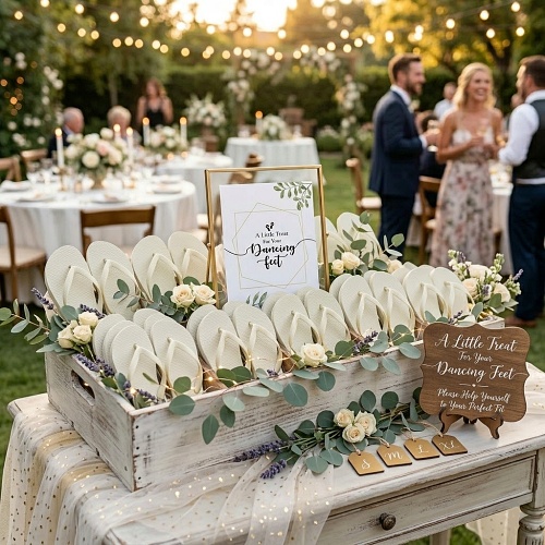 Ivory flip flops in bulk for wedding guests