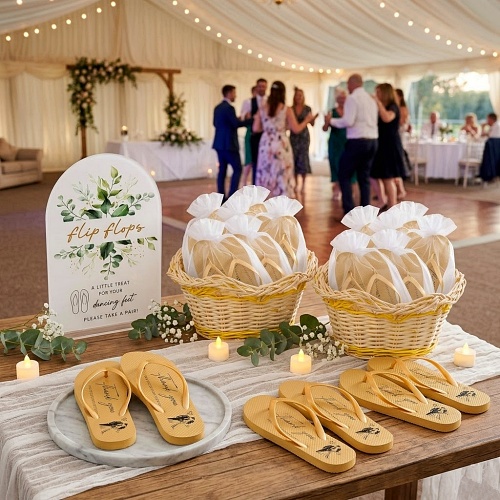 Flip flops for dancing at wedding