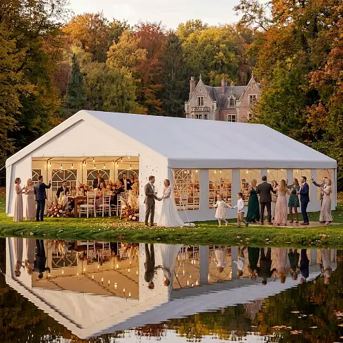 Big white tent for wedding