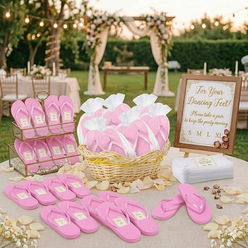 Bulk wedding flip flops pink