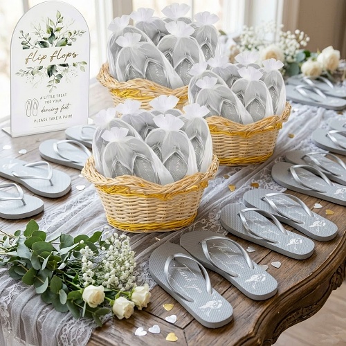 Flip flops at wedding reception